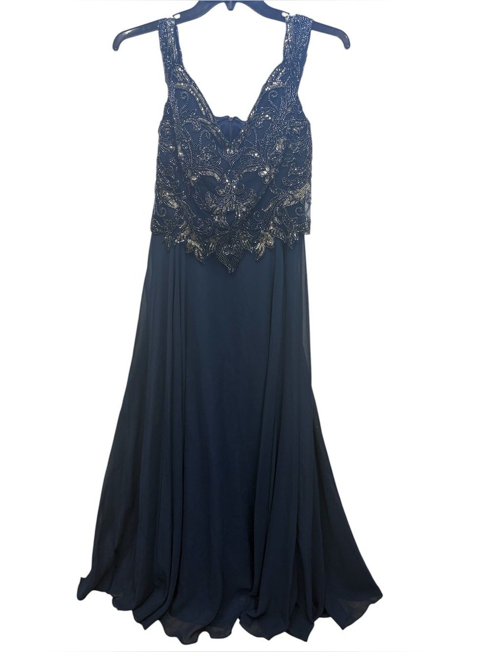 Xscape Navy Off-Shoulder Embellished Maxi Dress size 12 NEW